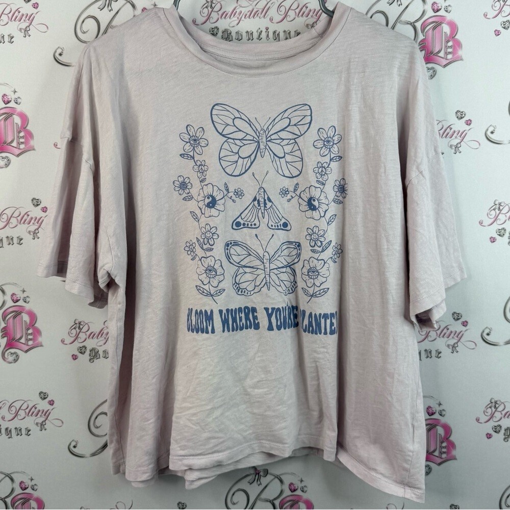 American Eagle Outfitters T-shirt bloom where you’re planted Light Purple Tee